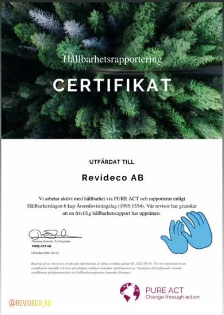 Certifikat Hållbarhetsrapportering hållbarhet hållbarhetscertifiering